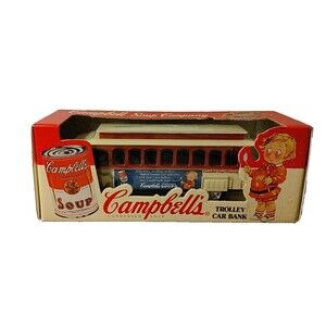 new old stock 1994 Campbell's Soup Trolley Car Bank